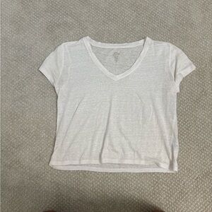 J. Crew White V-Neck Short Sleeve Tee